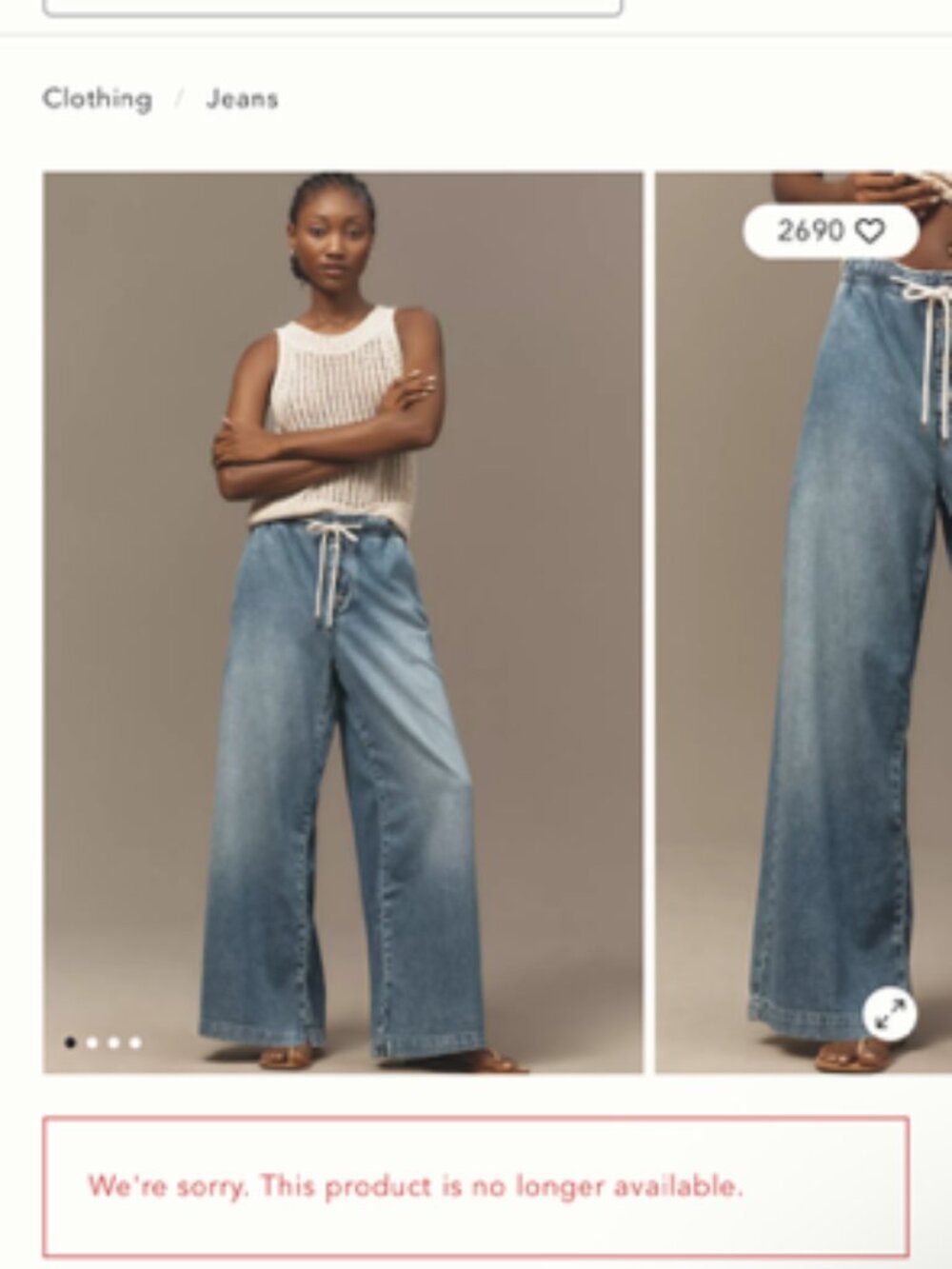Drawstring Wide-Leg Jeans - Picture 4 of 4